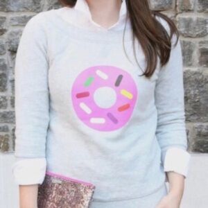 Kate Spade X Darcel Gray Donut Graphic 3/4 Sleeve Sweatshirt size small
